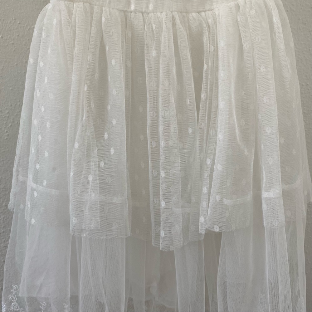 Trish Scully Olivia Flower Girl Dress Antique White Lace Tulle Size 4 - Picture 4 of 9